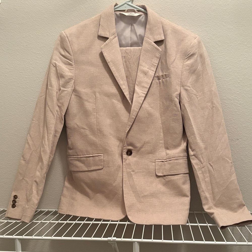 H&M Boys Beige Linen Blazer & Pants